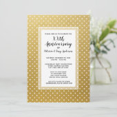 ウェディング・アニバーサリー・パーティー・モダン・ポルカドット 50周年 ゴールド 招待状 (スタンド正面)