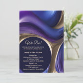 ウェディング・アブストラクト・フルイドアート・ブルー・パープル・ゴールド 招待状 (スタンド正面)