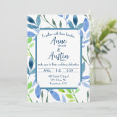 ウェディング アブストラクト 水彩 葉 招待状 (スタンド正面)