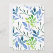 ウェディング アブストラクト 水彩 葉 招待状 (裏面)