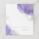 ウェディング | アメジストパープルスクリプトシルバー プレイスカード (外部開封)