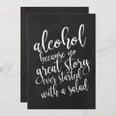 ウェディング アルコール バー お手頃な価格のブラックボード看板 招待状 (正面/裏面)