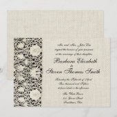 ウェディング アンティークレース リネン ホワイト クラシック プレtty 招待状 (正面/裏面)