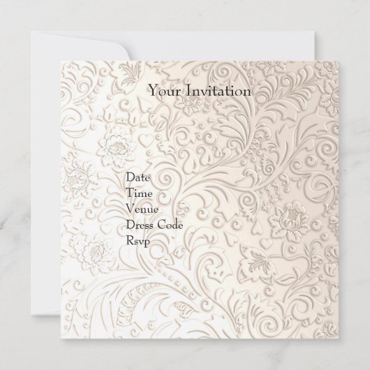 ウェディング アンティーク フラワー ローズ ベージュ クリーム 招待状 (裏面)
