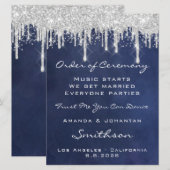 ウェディング イベント プログラム ネイビーブルー シルバー ネイビーブルー (正面/裏面)