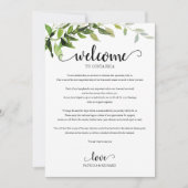 ウェディング ウィークエンドの行程 エレガントなグリーン 招待状 (正面)