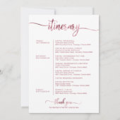 ウェディング ウィークエンド ウェルカムとスケジュール レター おしゃれ 招待状 (裏面)