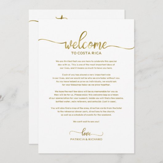 ウェディング ウィークエンド ウェルカムとスケジュール レター おしゃれ 招待状 (正面/裏面)