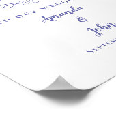 ウェディング ウェルカムボード エレガント カリグラフィー パープルブルー ポスター (角)