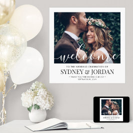 ウェディング ウェルカム エレガント カリグラフィー スクエア フォト ポスター