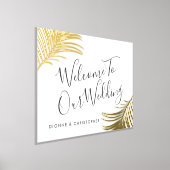 ウェディング ウェルカム サイン トロピカル パーム ゴールド (レイダウン)