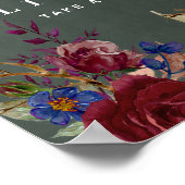 ウェディング ウェルカム サイン バーガンディ ブルー フローラル (角)