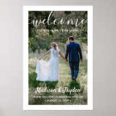 ウェディング ウェルカム シンプル モダン ホワイト スクリプト フォト ポスター (正面)