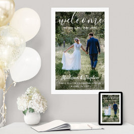 ウェディング ウェルカム シンプル モダン ホワイト スクリプト フォト ポスター