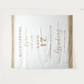 ウェディング ウェルカム ハン パーティー ゴールド グリッター デイズ タペストリー (正面(横))