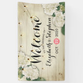 ウェディング ウェルカム バナー 木の花 ストリング ライト 横断幕 (縦)