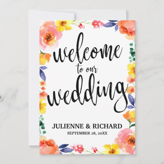 ウェディング ウェルカム ボヘミア フラワー 安価 サイン (正面)