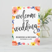 ウェディング ウェルカム ボヘミア フラワー 安価 サイン (スタンド正面)