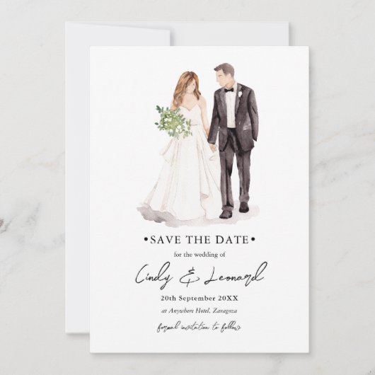 ウェディング・ウォーターカラー・セーブ・ザ・デート 招待状 (正面)
