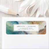 ウェディング ウォーターカラー ビーチ 返信住所 ラベル (インサイチュ)