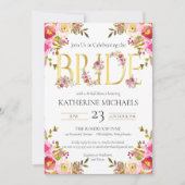 ウェディング ウォーターカラー ブルーム フラワーブライダルシャワー 招待状 (正面)