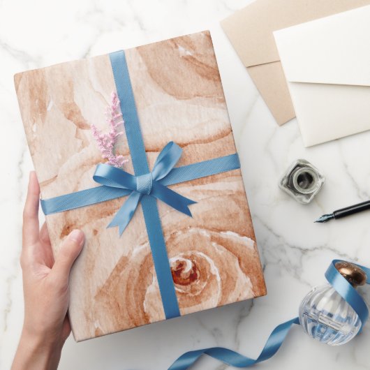 ウェディング ウォーターカラー ローズ モダン ベージュ パーティー ラッピングペーパー (ギフト)