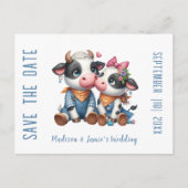 ウェディング ウシ カップル セーブ・ザ・デート ポストカード (正面)