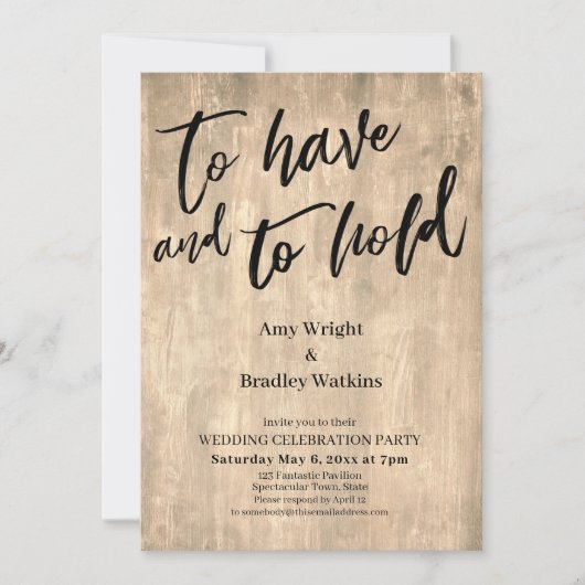 ウェディング ウッドカリグラフィー ふたりのものとするために 招待状 (正面)