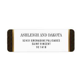 ウェディング |エレガント黒フォーマルの黄金の幾何学的 ラベル