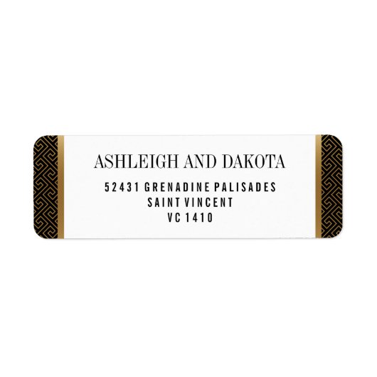 ウェディング |エレガント黒フォーマルの黄金の幾何学的 ラベル (正面)