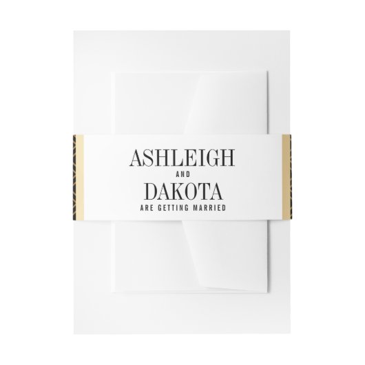 ウェディング |エレガント黒フォーマルの黄金の幾何学的 招待状ベリーバンド (正面例)