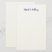 ウェディング エレガント クリエイティブ クラシカル ブルー ホワイト 便箋 (正面/裏面)