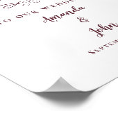 ウェディング エレガント シック カリグラフィー バーガンディ ポスター (角)