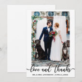 ウェディング エレガント スクリプト ラブ アンド サンクス フォト サンキューカード (正面/裏面)
