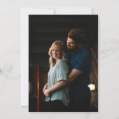 ウェディング エレガント モノグラム ロイヤルブルー グレー コーラル 招待状 (裏面)