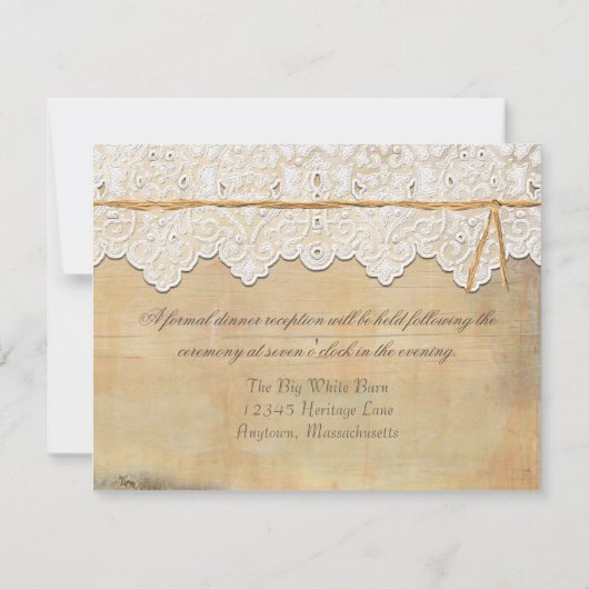 ウェディング エレガント ラスティック カントリー ウエスタン レース ウッド 招待状 (裏面)
