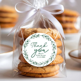 ウェディング エレガント 水彩 グリーン リーフ ラウンドシール