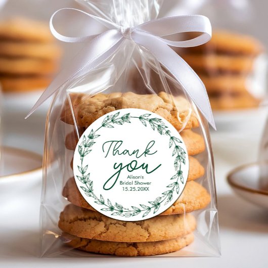 ウェディング エレガント 水彩 グリーン リーフ ラウンドシール