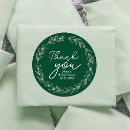 ウェディング エレガント 水彩 グリーン リーフ ラウンドシール