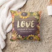 ウェディング オータム マップル リーフ パンプキン サンフラワー ウッド クッション (ブランケット)