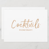 ウェディング「カクテル」サイン | スタイリッシュなゴールドローズ 招待状 (正面/裏面)