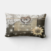 ウェディング カップル 馬蹄 ハート ラック ヒマワリ 木製 ランバークッション (裏面)