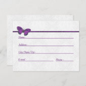 ウェディング カード 結婚式 蝶 古典的な 紫 (正面/裏面)