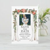 ウェディング キャノピー 水彩 ポインセチア 花の写真 セーブザデート (スタンド正面)