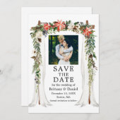 ウェディング キャノピー 水彩 ポインセチア 花の写真 セーブザデート (正面/裏面)