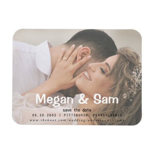 ウェディング・クローズアップ写真のSave the Date マグネット (横)