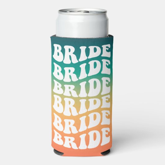 ウェディング | グラデーション付きのカスタムレトロテキスト スリム缶クーラー (Seltzer裏面)