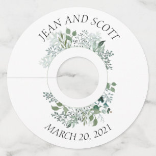 ウェディング グリーン フォリア ボタニカル リーフ マーカー ワイングラスタグ