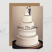 ウェディング ケーキ 招待状 (正面/裏面)