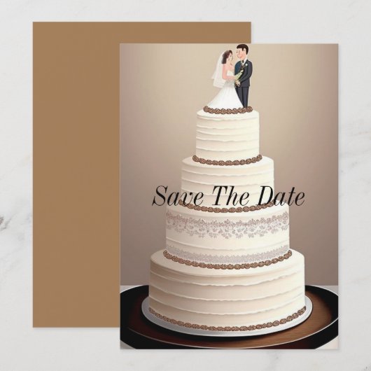 ウェディング ケーキ 招待状 (正面/裏面)